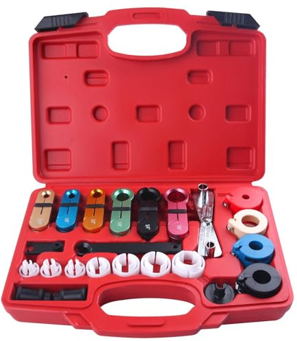 LEONTOOL 25 PC Fuel Line Disconnect Tool Set, Master Quick Disconnect Tool Kit for A/C Fuels & Transmission Systems, Fuel Line Removal Tools for Mechanics, Compatible with Ford Chevy GM Mazda and More