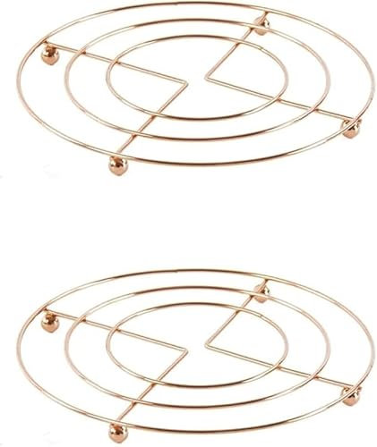 MIXEL Copper Hot Pan Pot Stands, Trivet Holder, Wide Range Of Application, Easy To Clean, Sturdy & Durable, Table Ring, Heat Resistant, Chrome Plated, Surface Protection, Lightweight (2 PCS)