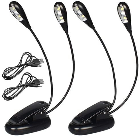 Luz LED Para Partituras, Lámpara LED Para Atril, 2 Piezas Lampara Partituras, Luces De Piano, Cuello Flexible, Con Cable Usb, Adecuado Para Soporte De Piano, Escritorio, Atril, Negro