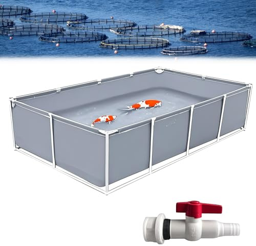 Poxvythb Laghetti da Giardino Fuori Terra Serbatoio Professionale per Acqua Salata con Sistema di Ricircolo - per Crostacei e Organismi Marini | 3x1x0.7m | Grigio