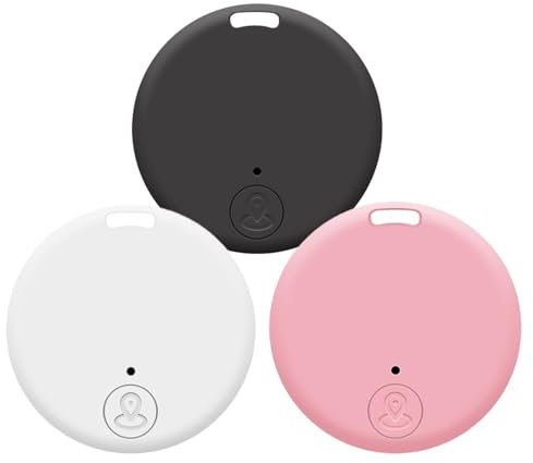 Lot de 3 traqueurs GPS ronds, porte-clés de GPS, dispositif anti-perte portable sans fil pour animal domestique, dispositif anti-perte intelligent rond avec en temps réel pour chat