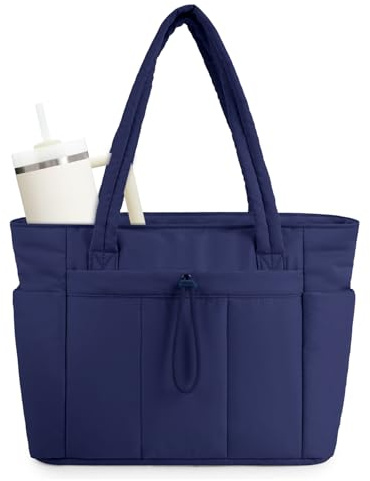 Wandering Nature Puffer Tragetasche mit Getränkehalter & Laptopfach & Trolleyhülle für Reisen, Arbeit, Krankenschwester, Damen, Marineblau, Large
