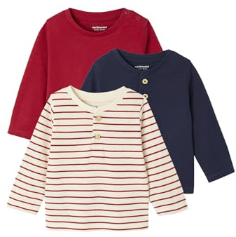 Vertbaudet 3er-Pack Baby Shirts Basic aus Bio-Baumwolle rot 62