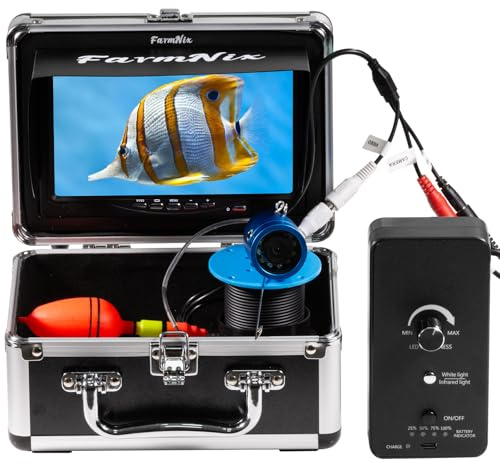 Unterwasserkamera Angeln Fishfinder, 7-Zoll-LCD-Monitor Fischfinder wasserdichte 1200TVL-Angelkamera 12 weiße LEDs + 12 IR-LEDs Infrarotlichter für See, Boot, Eisfischen
