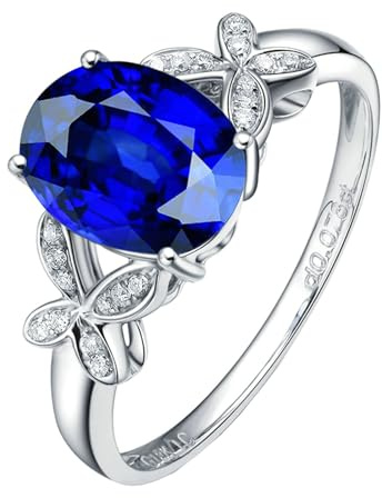 BCughia Verlobungsring Weissgold Damen Tansanit, 18 Karat Trauringe Schmetterling mit Birne Tansanit und Diamant 2 ct Eheringe Größe 58