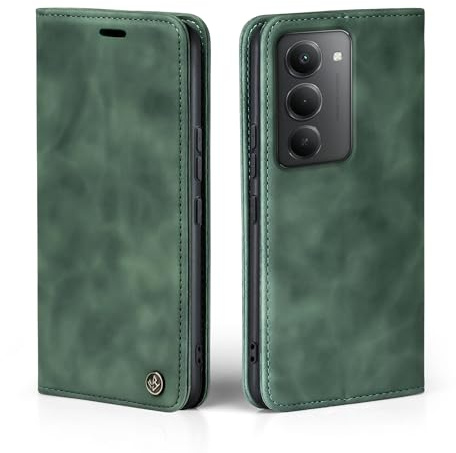 LBH Handyhülle für Xiaomi Redmi 15/15 5G in Grün mit Karten- und Geldfach Smartphone Hülle mit Standfunktion Flip Case Schutzhülle Magnetverschluss Vintage