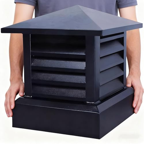 Chimney Cowl Fireplace Chimney Cap Aluminum Alloy, 25 30 35 40 45 50 55 60 65 70 cm Chimney Cover Square, Black Weathershield Chimney Crown Cap for Furnace(700x700mm(27.6x27.6in))