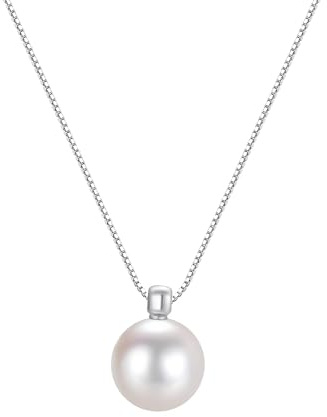 Hinvan Collana Perle Donna Ciondolo con Catenina Collana Argento 925 | Perla d'acqua Dolce da Donna Ipoallergenico Gioielli Collane per Donna