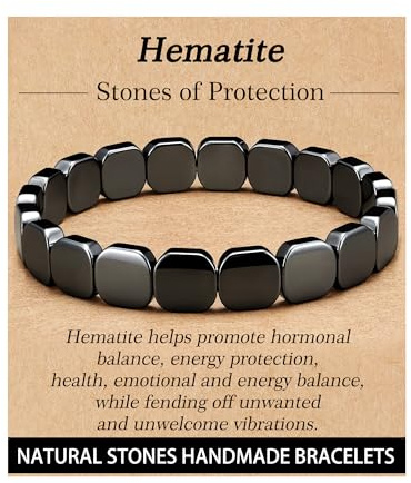 Rajputana Hematite Bracelet Men Natural Stones Handmade Bracelets Male Crystal Bracelets for Mens Inspirational Jewellery Gifts