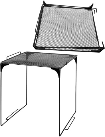 Hemobllo Étagère Cuisine Pliable en Fer Noir 2 Pièces, Organisateur de Placard Empilable Multifonctionnel pour Rangement sous Évier, Séparateur de Casier Pratique pour Maison et Bureau