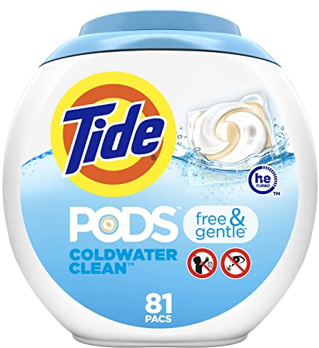 Tide Detersivo per bucato, gratuito e delicato, 81 pezzi (confezione da 1)