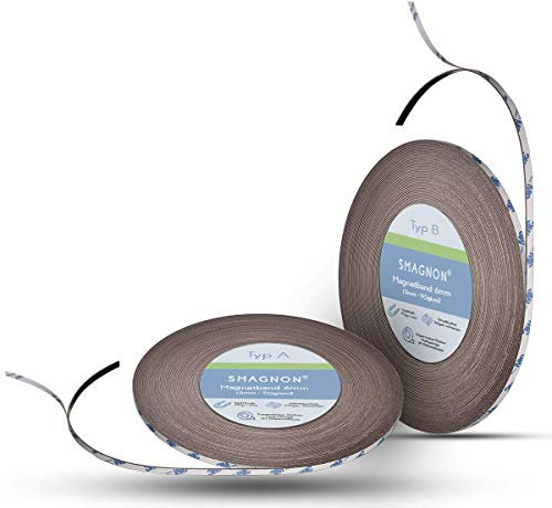 Smagnon magnetband mit 3M Kleber Kleberücken - DAS SMAGNON ORIGINAL - verschiedene Breiten & Längen - Magnetstreifen - Magnetband (3 Meter - Typ A + B, 6mm breite)