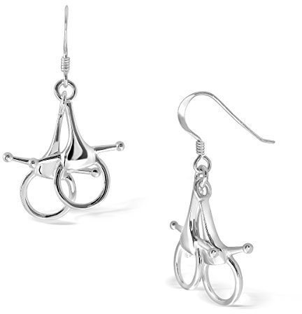 WithLoveSilver 925 Sterling Silber Doppel Steigbügel Pferd Reitsport Hängende Haken Ohrringe