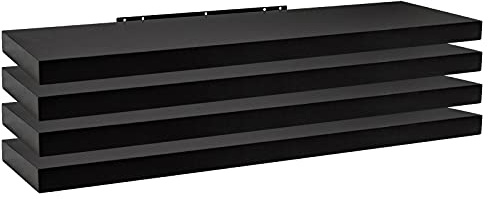 WOLTU 4 Pcs Floating Shelf Black Wooden Wall Storage Display Shelf 120cm Long RG9315sz-4-UK