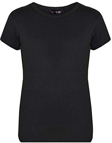 A2Z 4 Kids Girls T Shirts Cotton Plain Tie Dye Short Sleeves T Shirts Top Soft Feel Trendy - Girls T Shirt Black 5-6