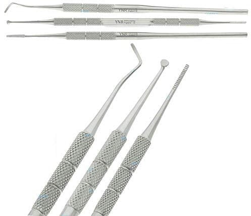YNR Podiatry Blacks Files and Probe Set by YNR® - German Chiropody Blacks File Spoon and Swan Neck Probe Kit for Podiatry Use - Pedicure Foot Care Tools