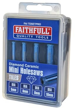 Faithfull FAITDSETPRO Diamond Ceramic Mini Holesaw Set, 4 Piece