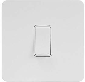 Soho Lighting White Metal Flat Plate 1 Gang Retractive Light Switch Black Insert Screwless