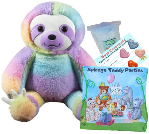 Regenbogen-Faultier-Teddybär, Plüschtier, Geschenk, Bauen Sie Ihren eigenen Teddybär-Bastelset, kein Nähen, 40 cm (Basis-Set)