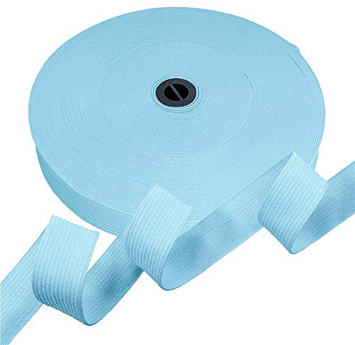 25m Gummiband Gummilitze 20mm flach gestrickt Stretch Elastisch in 19 Farben, Gurtband:546 hellblau