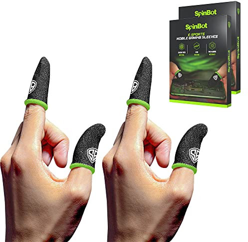 SpinBot Thumb & Finger Sleeve for Mobile Game (4 Pieces), Pubg,Cod,Freefire -with Metal Carry Box-Pack of 2 Pair- Black