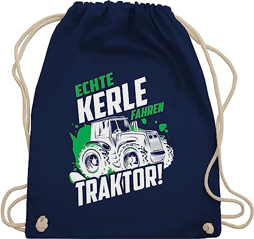 Turnbeutel Rucksack - Landwirt Geschenk Bauer - Echte Kerle fahren Traktor - weiß - Unisize - Navy Blau - geschenke für traktorfans kinderrucksack bauern trecker stoffbeutel traktorliebhaber