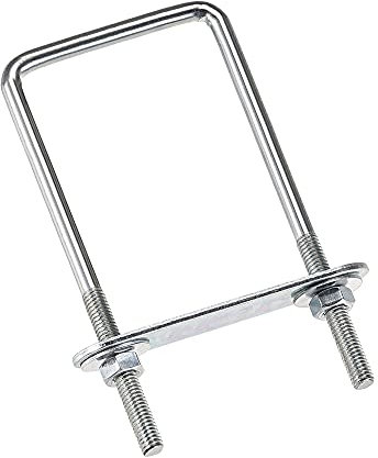 sourcing map 2 Stück M6 Vierkant U-Bolzen Quadratische Bügelbolzen Bügelschrauben 50mm Innenbreite 150mm Länge mit Mutternrahmen und Befestigungselementen, Kohlenstoffstahl