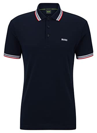 BOSS Men's Paddy Curved Polo Shirt, Dark Blue402, S