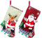Mousyee Nikolausstrumpf, Nikolausstiefel Hängende Weihnachtsstrümpfe für Baumschmuck Weihnachtssockensack, Socke Geschenktüte Bonbonbeutel Tasche mit Plaid (Weihnachtsmann und Rentier)