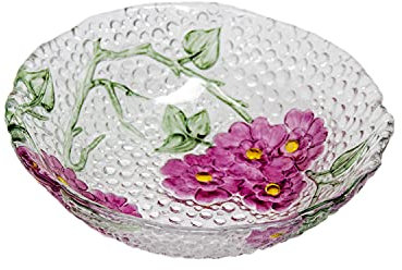 Franquihogar Saladier en verre de Bohême décoré avec fleurs ovales 25 cm, cadeau et décoration