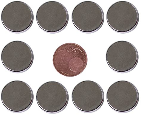 banjado® Neodym Magnete Set 10 Stück 15x5mm - Stärke N42 - für Glasmagnettafeln, Whiteboards und Magnetwände