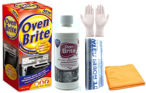 Oven Brite Antibacterial Oven Cleaner Kit - 500 ml Bottle – Rack, Bags and Gloves Included - with Ultra Absorbent Microfibre Cleaning Cloth
