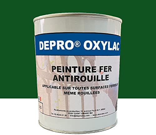 OXYLAC Peinture antirouille pour métal neuf et rouillé - 1KG (VERT JARDIN)