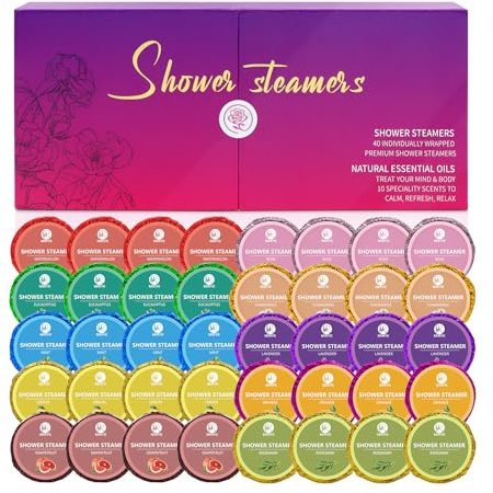 MR Shower Steamers Aromatherapy for Women or Men, 40 PCS 10 Scents
