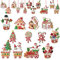 Weysat 24 Stück Weihnachts-Lebkuchen-Ornamente, Süßigkeitenhaus-Ornamente, bunte Weihnachtsbaum-Ornamente, Holzzug, Lebkuchenhaus, hängende Dekoration mit rotem Band für Weihnachtsbaum-Hängedekoration