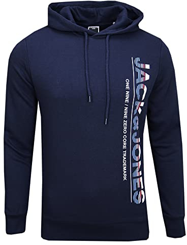 JACK & JONES Herren Warmer Print Hoodie Logo Sweater Pullover Basic Kapuzen Sweatshirt JJELOGO