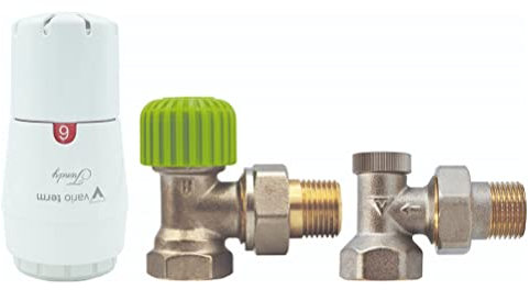 VARIO TERM Thermostatisches Set Econ 1/2 Eckform Thermostat-Set Heizung Energiesparend Heizkörperthermostat-Zubehör, Heizungsthermostat Thermostatventil Thermostatkopf Thermostat Heizkörperventil