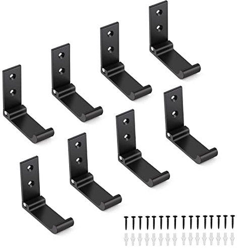 ERWEY Faltbare Wandhaken, Faltbare Kleiderhaken 90°, 8 Stück Klapphaken Aluminiumlegierung Wandhalterungshaken, Taschen Haken für Küche Bad Wand Jacke Handtuch Schlüssel, Schwarz