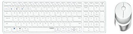 Rapoo 9750M kabelloses Tastatur-Maus Set Wireless Deskset 1600 DPI Sensor wiederaufladbarer Akku flaches Aluminium Design DE-Layout QWERTZ PC & Mac - weiß