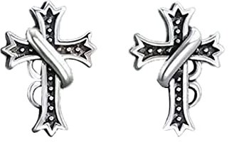 KONFEN Kreuz Ohrringe Silber, Kreuz Ohrstecker für Damen Männer, Steckohrringe Ohringen Antiallergische Cross Earrings Schlicht Ohringestecher Klein Hypoallergen Nickelfrei Schmuck für Mädchen Herren