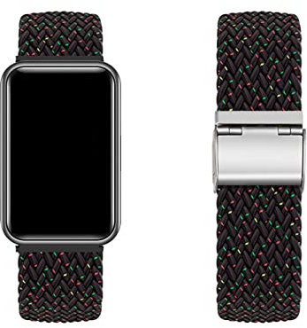 KARYOU Nylon Armband für Huawei Watch Fit - Sport Loop Armband mit Edelstahl-Schiebeschnalle (D, 20 mm, 205 mm)