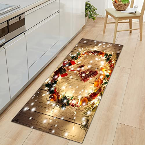 GOKSEL Küchenteppiche Weihnachten&Kreis Waschbar Küchenmatte Küchenteppich Badematten rutschfeste Teppich 50 x 160cm