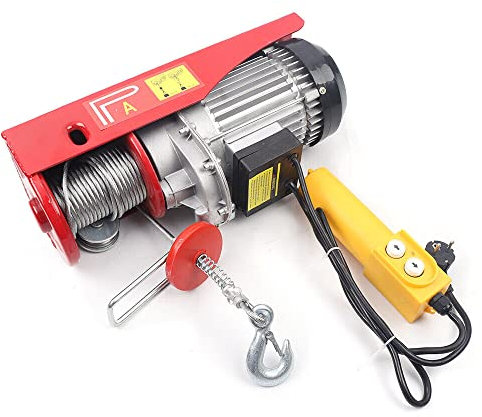 220V Elektrische Seilwinde Nennhebegewicht Einfachhaken 400KG, Automatischer Flaschenzug Seilwinde Seilzug Motorwinde Flaschenzug Kranwinde für Werkstätten, Garagen und Fabriken