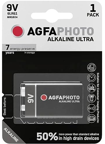 AgfaPhoto Batterie Alkaline Ultra -9V 6LR61 E-Block 1 Stück