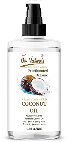 Oxy Natural Fractionated Coconut Oil - Pure and Odorless, Perfect for Massage, Skin Care, and Hair Treatment - Cold-Pressed, Fast-Absorbing, and Non-Greasy