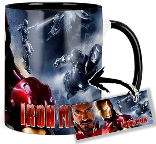 Iron Man Robert Downey Jr Tony Stark A Tasse Innen & Henkel Schwarz Keramikbecher Mug