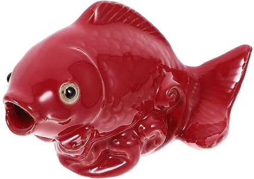 HOMSFOU Karpfen Form Wasser Brunnen Keramik Fisch Brunnen Spitter Wasserspiel Garten Fisch Statue Wasser Spray Sprinkler Zirkulierende Wasserfall Fisch Skulptur