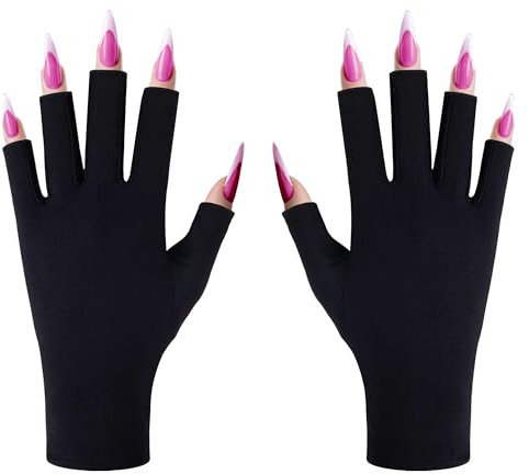 UV-Handschuhe für Nägel UV Schutzhandschuhe Gel Maniküre Handschuhe Anti UV Fingerlose Handschuhe Schützen Hand Vor Uv Lampe Nail Art Hautpflege für Damen Maniküre Autofahren Angeln (1 Paar Schwarz)
