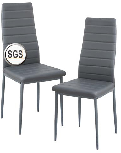 anrekl Lot de 2 chaises de salle à manger avec accoudoirs, modernes, avec pieds en métal, siège rembourré confortable, pour salle à manger, salon, cuisine (gris)