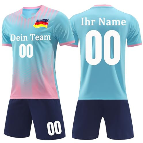 OPUTWDF Trikot Personalisiert Fussball Trikot Jungen Kinder - Fußball Shorts&Trikots mit GRATIS Name Nummer Team Logo Football Trikot